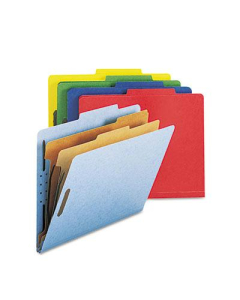 Smead 6-Section Letter 23-Point Pressboard Top Tab Classification Folders, Assorted Colors, 10/Box