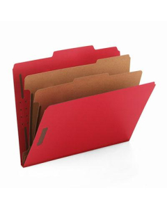 Smead 6-Section Letter 23-Point Pressboard Top Tab Classification Folders, Bright Red, 10/Box
