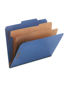 Smead 6-Section Letter 23-Point Pressboard Top Tab Classification Folders, Dark Blue, 10/Box