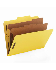 Smead 6-Section Letter 23-Point Pressboard Top Tab Classification Folders, Yellow, 10/Box
