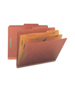 Smead 6-Section Letter 25-Point Pressboard 2-Pocket Classification Folders, Red, 10/Box