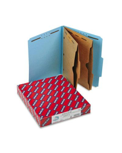 Smead 6-Section Letter 23-Point Pressboard 2-Pocket Top Tab Classification Folders, Bright Red, 10/Box