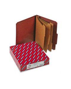Smead 8-Section Letter 25-Point Pressboard Self Tab Classification Folders, Red, 10/Box