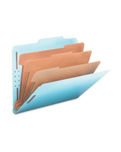 Smead 8-Section Letter 23-Point Pressboard Classification Folders, Blue, 10/Box