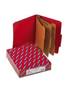 Smead 8-Section Letter 23-Point Pressboard Classification Folders, Bright Red, 10/Box