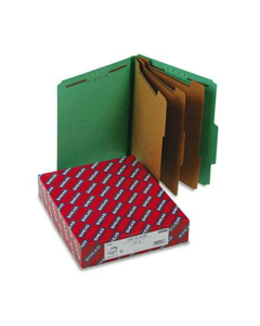 Smead 8-Section Letter 23-Point Pressboard Classification Folders, Green, 10/Box