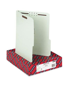 Smead 2" Expansion 2/5 Tab 1-Fastener Letter Folder, Gray Green, 25/Box