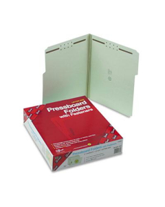 Smead 2" Expansion 1/3 Top Tab 1-Fastener Letter Folder, Gray Green, 25/Box