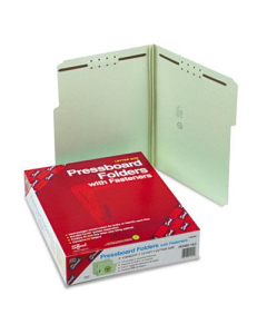 Smead 3" Expansion 1/3 Top Tab 1-Fastener Letter Folder, Gray Green, 25/Box