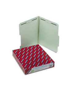 Smead 1" Expansion 2/5 Top Tab 1-Fastener Letter Folder, Gray Green, 25/Box