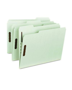 Smead Recycled Letter 1" Expanding 1/3 Cut Top Tab 2-Fastener Pressboard Folder, Gray-Green, 25/Box