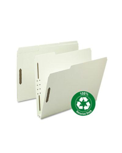 Smead Recycled Letter 2" Expanding 1/3 Cut Top Tab 2-Fastener Pressboard Folder, Gray-Green, 25/Box