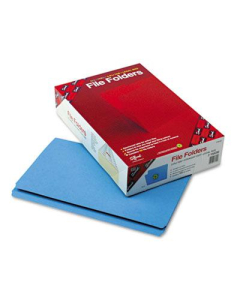 Smead Reinforced Straight Cut Top Tab Legal File Folder, Blue, 100/Box
