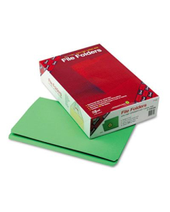 Smead Reinforced Straight Cut Top Tab Legal File Folder, Green, 100/Box