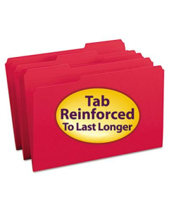 Smead Reinforced 1/3 Cut Top Tab Legal File Folder, Red, 100/Box