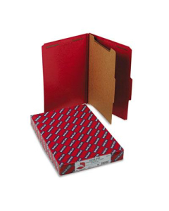 Smead 4-Section Legal 23-Point Pressboard Classification Folders, Bright Red, 10/Box