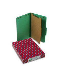 Smead 4-Section Legal 23-Point Pressboard Classification Folders, Green, 10/Box