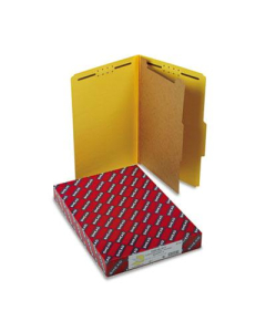 Smead 4-Section Legal 23-Point Pressboard Classification Folders, Yellow, 10/Box