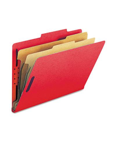 Smead 6-Section Legal 23-Point Pressboard Top Tab Classification Folders, Bright Red, 10/Box