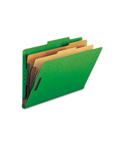 Smead 6-Section Legal 23-Point Pressboard Top Tab Classification Folders, Green, 10/Box