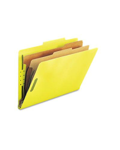Smead 6-Section Legal 23-Point Pressboard Top Tab Classification Folders, Yellow, 10/Box