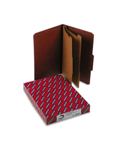 Smead 6-Section Legal 25-Point Pressboard Top Tab Classification Folders, Red, 10/Box