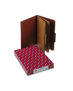 Smead 6-Section Legal 25-Point Pressboard 2-Pocket Classification Folders, Red, 10/Box