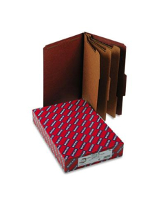 Smead 8-Section Legal 25-Point Pressboard Self Tab Classification Folders, Red, 10/Box
