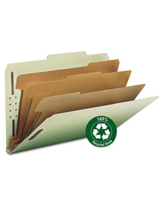 Smead Recycled 8-Section Legal 25-Point Pressboard Classification Folders, Gray-Green, 10/Box