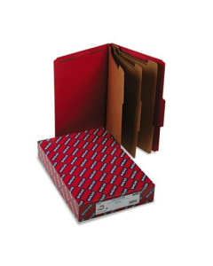 Smead 8-Section Legal 23-Point Pressboard Classification Folders, Bright Red, 10/Box