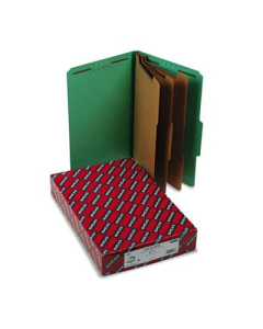 Smead 8-Section Legal 23-Point Pressboard Classification Folders, Green, 10/Box
