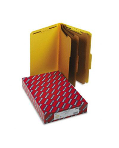 Smead 8-Section Legal 23-Point Pressboard Classification Folders, Yellow, 10/Box