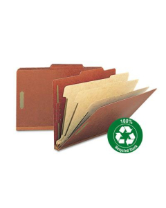 Smead Recycled 8-Section Legal 25-Point Pressboard Classification Folders, Red, 10/Box