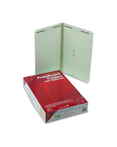 Smead 2" Expansion Straight Cut Tab 1-Fastener Legal Folder, Gray Green, 25/Box