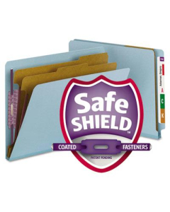 Smead 6-Section Letter 23-Point Pressboard Classification Folders, Blue, 10/Box