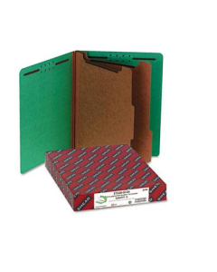 Smead 6-Section Letter 23-Point Pressboard Classification Folders, Green, 10/Box