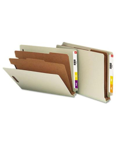 Smead 6-Section Letter 25-Point Pressboard Classification Folders, Gray-Green, 10/Box