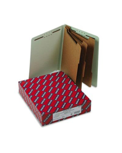 Smead 8-Section Letter 25-Point Pressboard Classification Folders, Gray-Green, 10/Box
