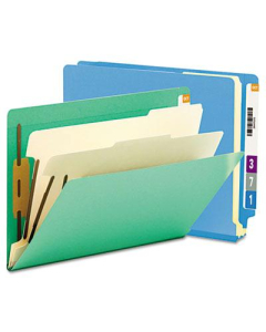 Smead 6-Section Letter 14-Point Stock End Tab Classification Folders, Blue, 10/Box