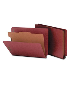 Smead 4-Section Letter 25-Point Pressboard Classification Folders, Red, 10/Box