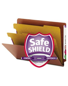 Smead 6-Section Letter 25-Point Pressboard Classification Folders, Red, 10/Box