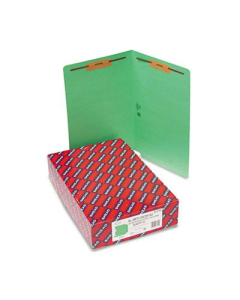 Smead Heavyweight Straight End Tab 2-Fastener Legal Folder, Green, 50/Box