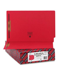 Smead Heavyweight Straight End Tab 2-Fastener Legal Folder, Red, 50/Box