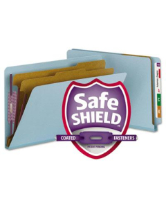 Smead 6-Section Legal 23-Point Pressboard Classification Folders, Blue, 10/Box