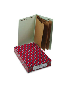 Smead 8-Section Legal 25-Point Pressboard Classification Folders, Gray-Green, 10/Box