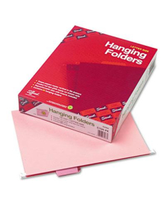 Smead Letter 1/5 Tab Hanging File Folders, Pink, 25/Box