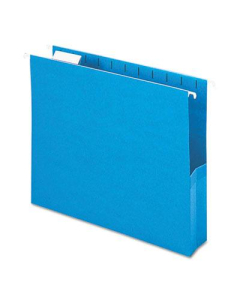 Smead Letter 2" Expanding Box Bottom Hanging File, Sky Blue, 25/Box