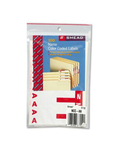 Smead 3-1/8" x 1-5/32" Letters "A & N" Color-Coded First Letter Combo Labels, Red, 100/Pack