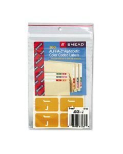 Smead 1" x 1-3/5" Letter "J" Color-Coded Second Letter Labels, Yellow, 100/Pack