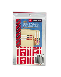 Smead 1" x 1-3/5" Letter "N" Color-Coded Second Letter Labels, Red, 100/Pack
